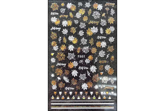 25 - Gold & White Leaves Stickers